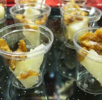 cubes of fresh asian pears with dried Asian Pears, salted in a snack cup